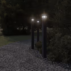 vidaXL Outdoor Floor Lamps with Sensors Pathway Standing Lamp Black Aluminium - basic, 110 cm/ 3 pcs - Additional view 2