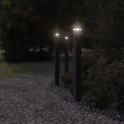 vidaXL Outdoor Floor Lamps with Sensors Pathway Standing Lamp Black Aluminium - with sensor, 110 cm/ 3 pcs - Additional view 2