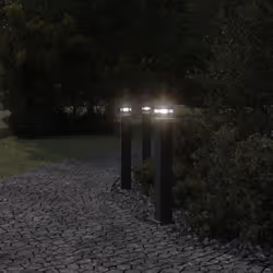 vidaXL Outdoor Floor Lamps with Sensors Pathway Standing Lamp Black Aluminium - with outlet, 80 cm/ 1 pcs - Additional view 2