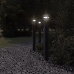 vidaXL Outdoor Floor Lamps with Sensors Pathway Standing Lamp Black Aluminium - with outlet, 110 cm/ 3 pcs - Additional view 2