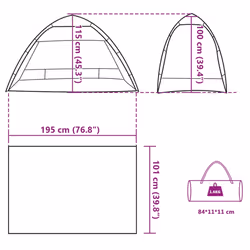 vidaXL Beach Tent 2-Person Lightweight Tent Grey Quick Release Waterproof