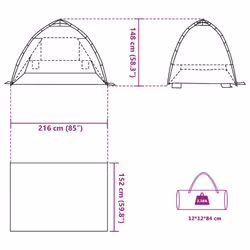 vidaXL Beach Tent 2-Person Camping Tent Sea Green Quick Release Waterproof