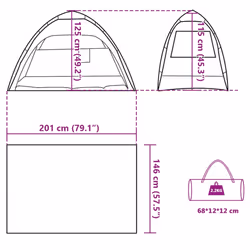 vidaXL Beach Tent 2-Person Lightweight Shelter Tent Quick Release Waterproof - grey