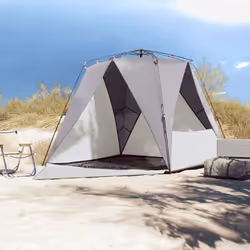 vidaXL Beach Tent 4-Person Grey Quick Release Waterproof