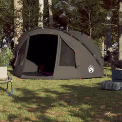 vidaXL Fishing Tent 4-Person Lightweight Tent Camping Tent Olive Waterproof - Brown