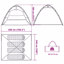 vidaXL Fishing Tent 4-Person Lightweight Camping Tent Camouflage Quick Release - Olive green