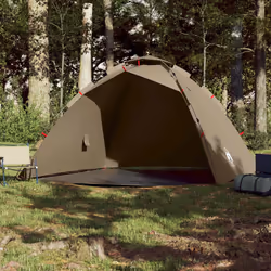 vidaXL Fishing Tent 4-Person Lightweight Camping Tent Camouflage Quick Release - Brown
