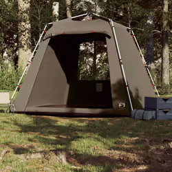 vidaXL Fishing Tent 4-Person Lightweight Camping Tent Camouflage Quick Release - Olive green
