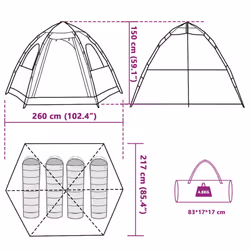 vidaXL Camping Tent Cabin 4-Person Lightweight Dome Tent Blue Quick Release - Green, 260 x 217 x 150 cm - Additional view 3