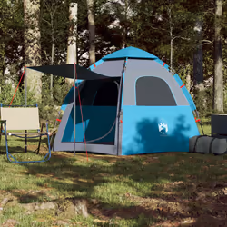 vidaXL Camping Tent Cabin 4-Person Lightweight Dome Tent Blue Quick Release - Blue, 260 x 217 x 150 cm - Additional view 2