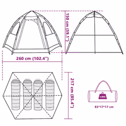 vidaXL Camping Tent Cabin 4-Person Lightweight Dome Tent Blue Quick Release - Blue, 260 x 217 x 150 cm - Additional view 3