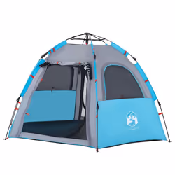 vidaXL Camping Tent Cabin 4-Person Lightweight Dome Tent Blue Quick Release - Blue, 260 x 217 x 150 cm - Additional view 4