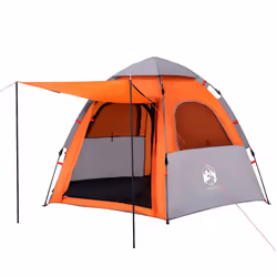 vidaXL Camping Tent Cabin 4-Person Lightweight Dome Tent Blue Quick Release - Grey and orange, 260 x 217 x 150 cm - Additional view 7
