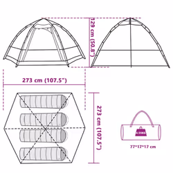vidaXL Camping Tent Cabin 4-Person Lightweight Dome Tent Blue Quick Release - Green, 273 x 273 x 129 cm - Additional view 3