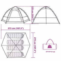 vidaXL Camping Tent Cabin 4-Person Lightweight Dome Tent Blue Quick Release - Grey and orange, 273 x 273 x 129 cm - Additional view 3