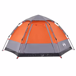 vidaXL Camping Tent Cabin 4-Person Lightweight Dome Tent Blue Quick Release - Grey and orange, 273 x 273 x 129 cm - Additional view 5