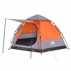 vidaXL Camping Tent Cabin 4-Person Lightweight Dome Tent Blue Quick Release - Grey and orange, 273 x 273 x 129 cm - Additional view 6