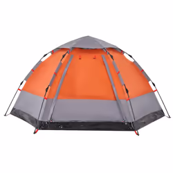 vidaXL Camping Tent Cabin 4-Person Lightweight Dome Tent Blue Quick Release - Grey and orange, 273 x 273 x 129 cm - Additional view 7