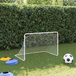 vidaXL Soccer Goal Football Goal Training Football Net Soccer Net White Steel