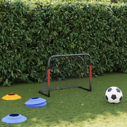 vidaXL Soccer Goal with Net Football Goal Net Soccer Net Red and Black Steel - Additional view 2