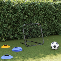 vidaXL Football Rebounder Net Kickback Target Goal Adjustable Black Steel