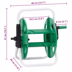 vidaXL Green Hose Reel Cart for 60m 1/2" Hose Free Standing Hose Trolley Steel - 40 x 30 x 41 cm