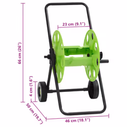 vidaXL Green Hose Reel Cart for 60m 1/2" Hose Free Standing Hose Trolley Steel - 46 x 50 x 66 cm