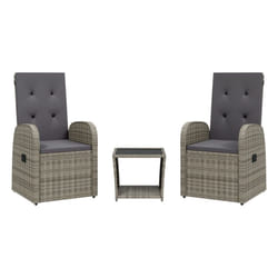vidaXL Garden Dining Set with Cushions Outdoor Chair Table Grey Poly Rattan - without footrest