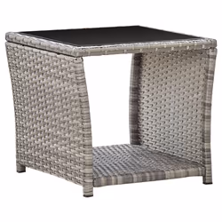 vidaXL Garden Dining Set with Cushions Outdoor Chair Table Grey Poly Rattan - without footrest