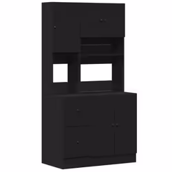vidaXL Kitchen Cabinet Storage Cabinet Cupboard Unit Black Engineered Wood