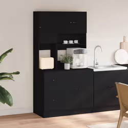 vidaXL Kitchen Cabinet Storage Cabinet Cupboard Unit Black Engineered Wood