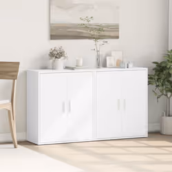 vidaXL Sideboards Cupboard Side Cabinet Highboard 2 pcs White Engineered Wood