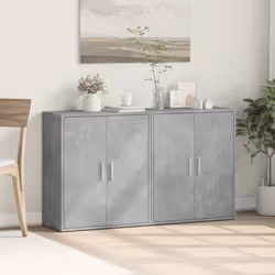vidaXL Sideboards Storage Cupboard Cabinet 2 pcs Concrete Grey Engineered Wood - Additional view 2