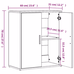 vidaXL Sideboards Storage Cupboard Cabinet 2 pcs Concrete Grey Engineered Wood - Additional view 9