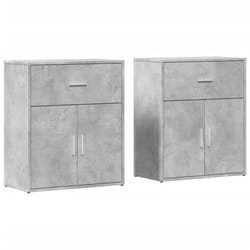 vidaXL Sideboards Storage Cupboard Cabinet 2 pcs Concrete Grey Engineered Wood