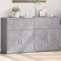 vidaXL Sideboards Storage Cupboard Cabinet 2 pcs Concrete Grey Engineered Wood - Additional view 2