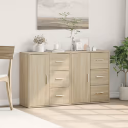 vidaXL Sideboards Cupboard Cabinet Highboard 2 pcs Sonoma Oak Engineered Wood - Additional view 2