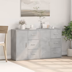 vidaXL Sideboards Cupboard Cabinet Highboard 2 pcs Smoked Oak Engineered Wood - concrete grey - Additional view 2