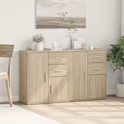 vidaXL Sideboards Cupboard Cabinet Highboard 2 pcs Sonoma Oak Engineered Wood - Additional view 2