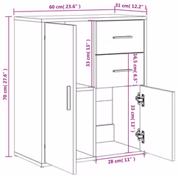 vidaXL Sideboards Cupboard Storage Cabinet 2 pcs Concrete Grey Engineered Wood - concrete grey - Additional view 10