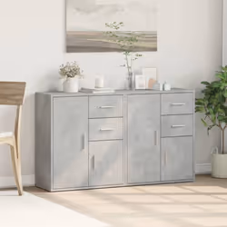 vidaXL Sideboards Cupboard Storage Cabinet 2 pcs Concrete Grey Engineered Wood - concrete grey - Additional view 2