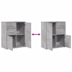 vidaXL Sideboards Cupboard Storage Cabinet 2 pcs Concrete Grey Engineered Wood - concrete grey - Additional view 7