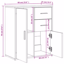 vidaXL Sideboards Cupboard Cabinet Highboard 2 pcs Smoked Oak Engineered Wood - Additional view 10