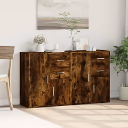 vidaXL Sideboards Cupboard Cabinet Highboard 2 pcs Smoked Oak Engineered Wood - Additional view 2