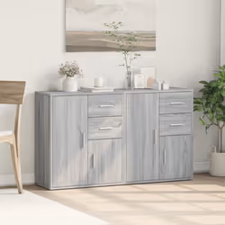 vidaXL Sideboards Cupboard Storage Cabinet 2 pcs Concrete Grey Engineered Wood - grey sonoma - Additional view 2