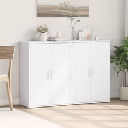 vidaXL Sideboards Cupboard Side Cabinet Highboard 2 pcs White Engineered Wood - Additional view 2