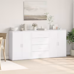 vidaXL Sideboards Cupboard Side Cabinet Highboard 3 pcs White Engineered Wood - Additional view 2