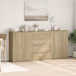 vidaXL Sideboards Cupboard Cabinet Highboard 3 pcs Sonoma Oak Engineered Wood - Additional view 2