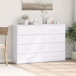 vidaXL Sideboards Cupboard Side Cabinet Highboard 2 pcs White Engineered Wood - Additional view 2