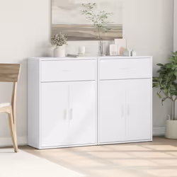 vidaXL Sideboards Cupboard Side Cabinet Highboard 2 pcs White Engineered Wood - Additional view 2